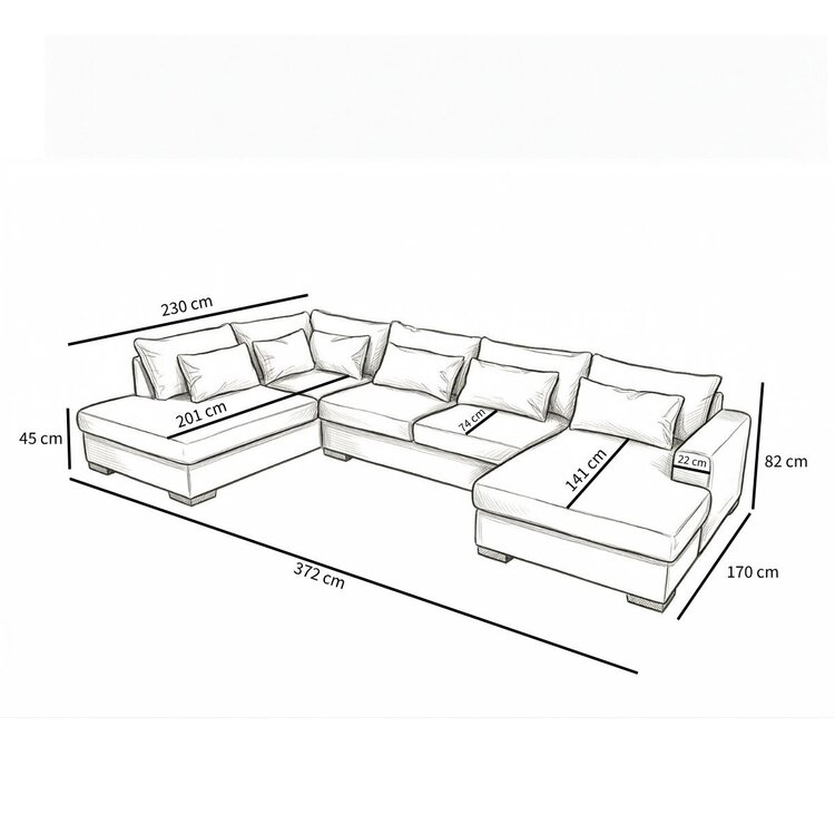 U-Sofa Kyle 6-Sitzer Chenille lila