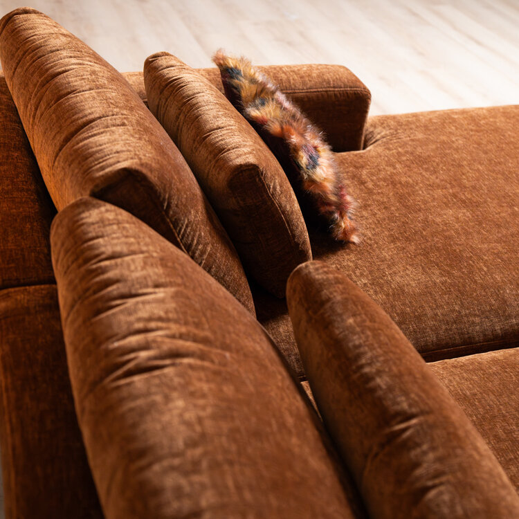 U-Sofa Kyle 6-Sitzer Chenille kupfer