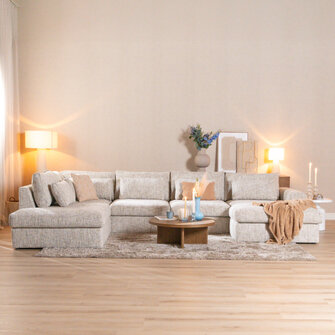 U-Sofa Kyle 6-Sitzer Chenille sand grey