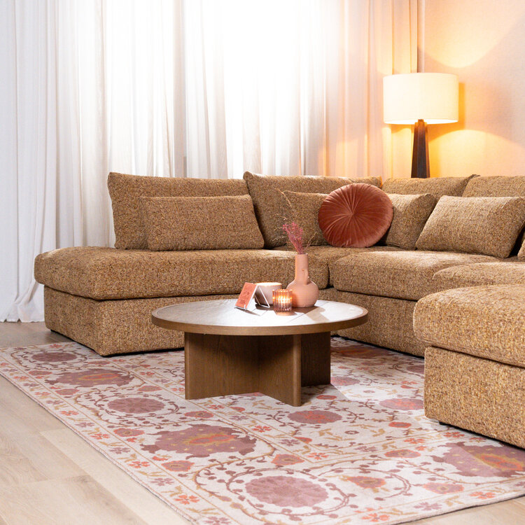 U-Sofa Kyle 6-Sitzer Chenille ockergelb