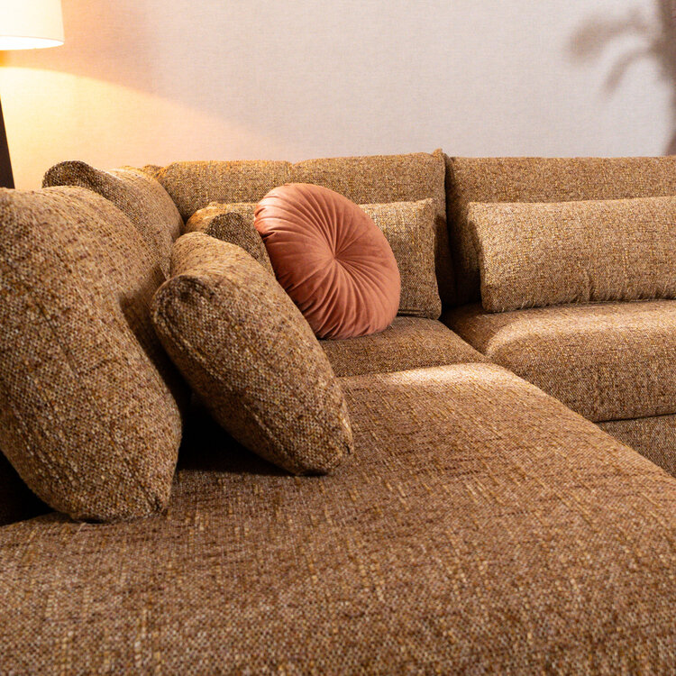 U-Sofa Kyle 6-Sitzer Chenille ockergelb