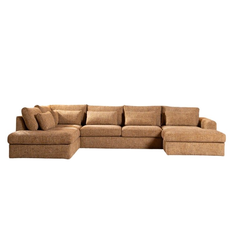 U-Sofa Kyle 6-Sitzer Chenille ockergelb