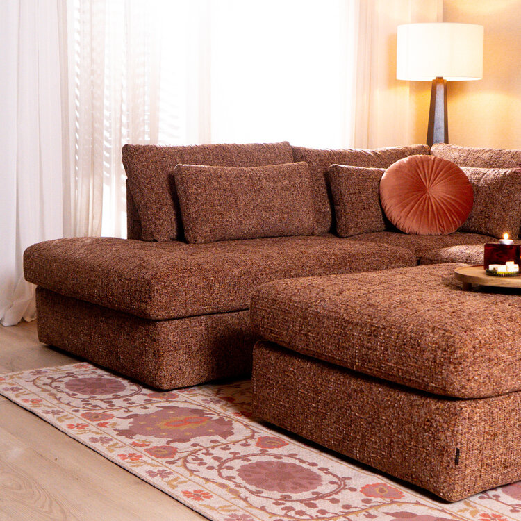 U-Sofa Kyle 6-Sitzer Chenille rot