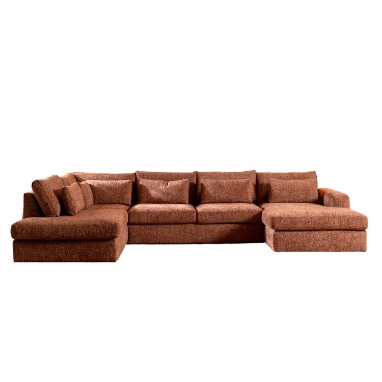 U-Sofa Kyle 6-Sitzer Chenille rot