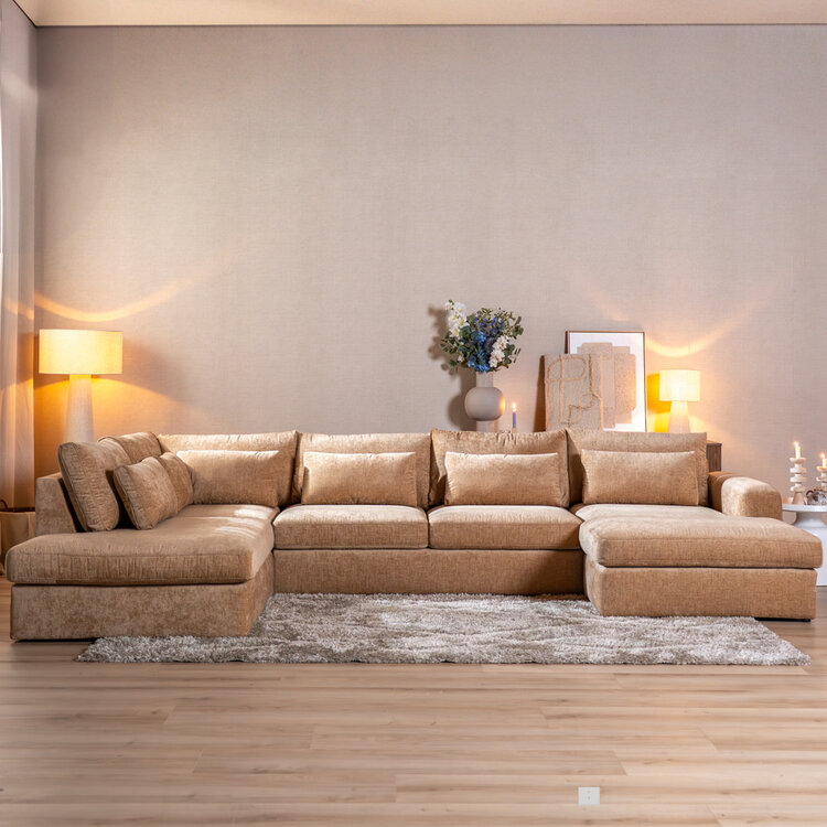 U-Sofa Kyle 6-Sitzer Chenille peach