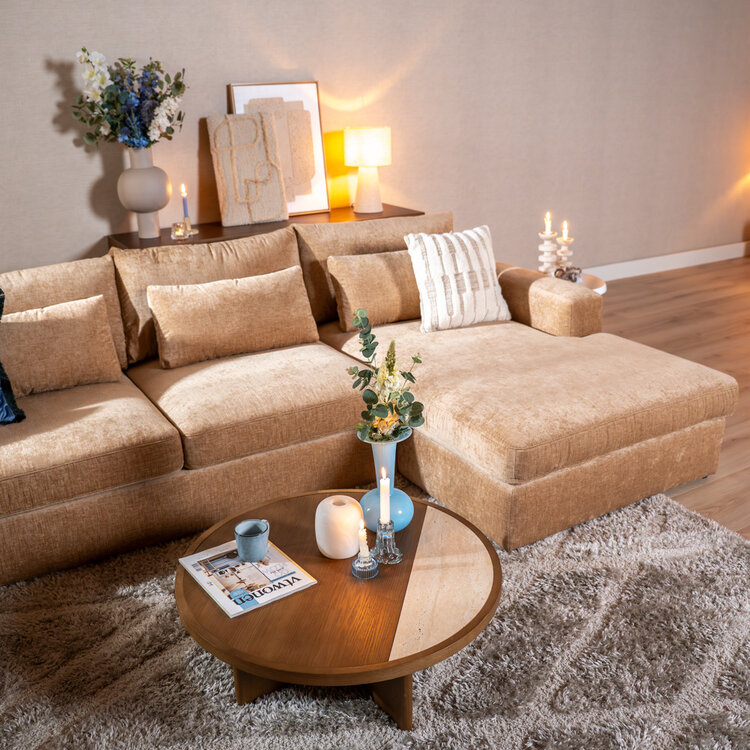 U-Sofa Kyle 6-Sitzer Chenille peach