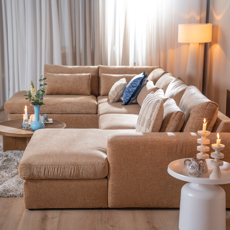 U-Sofa Kyle 6-Sitzer Chenille peach