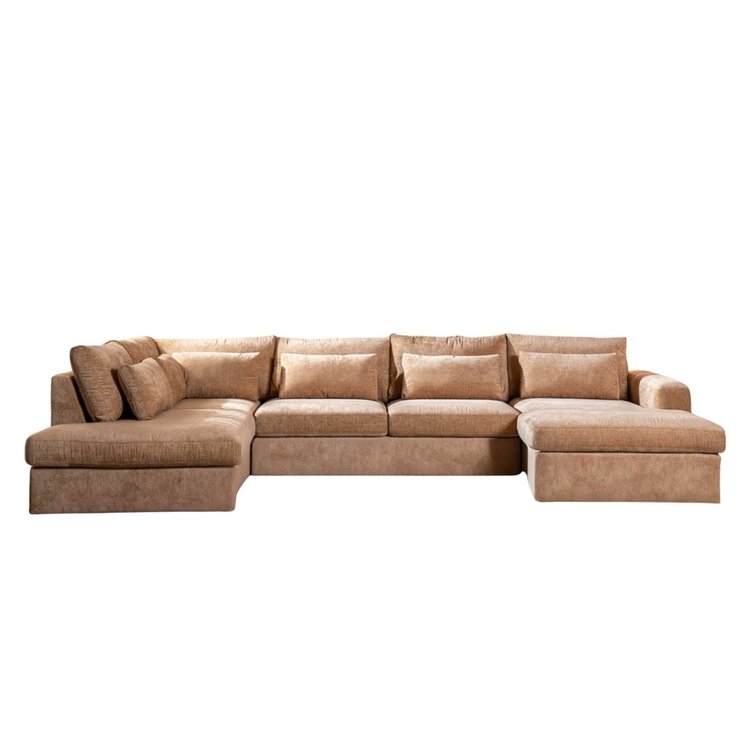 U-Sofa Kyle 6-Sitzer Chenille peach