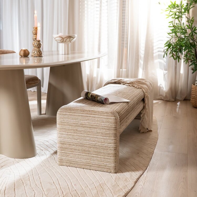 Esszimmerbank Ravi Chenille beige/taupe 160 cm