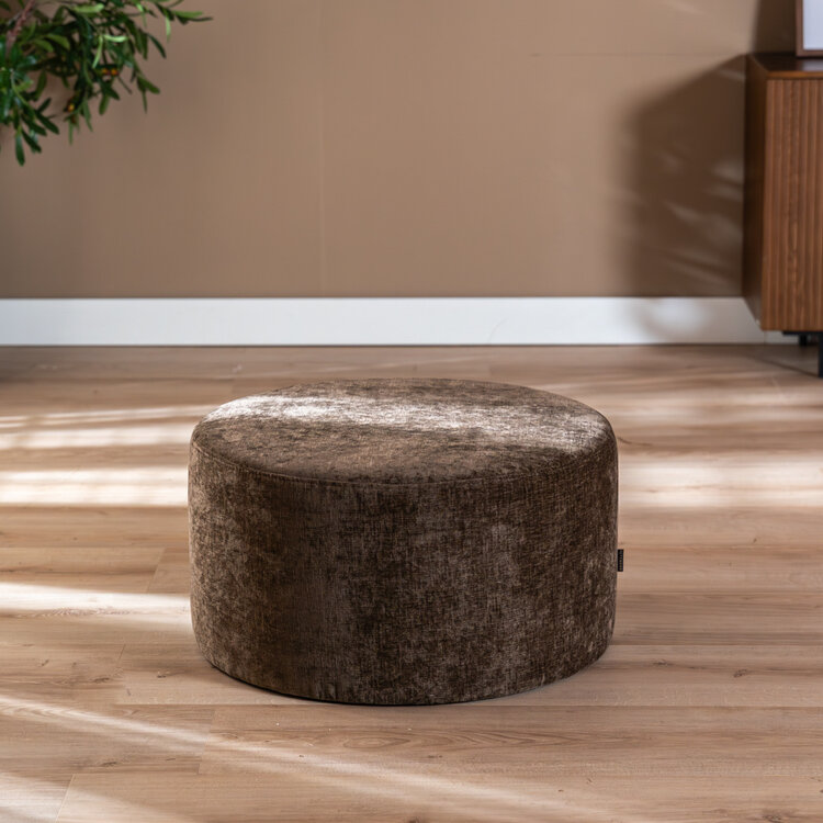 Hocker Elle rund Chenille mocha ø70cm