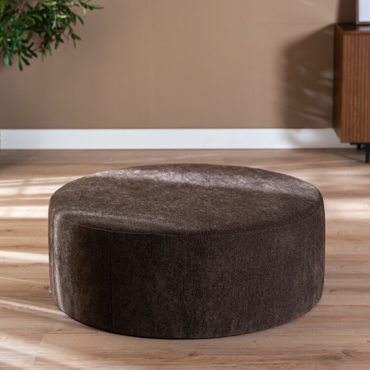 Hocker Blair rund Chenille braun ø100 cm