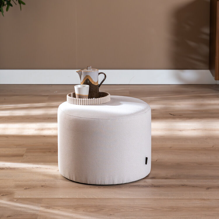 Hocker Hilda rund Stoff off white