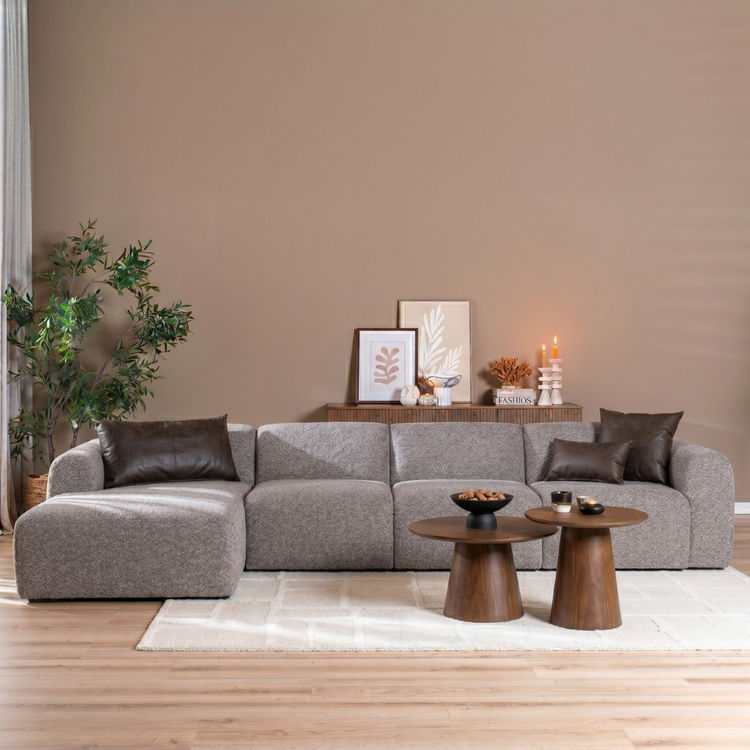Ecksofa Maine XL Bouclé braun/grau links