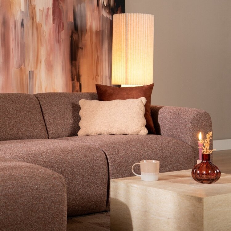 Ecksofa Maine XL Bouclé rot/rosa links