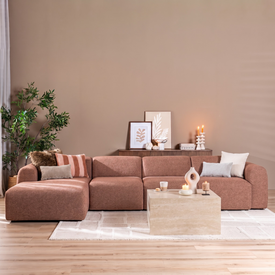 Ecksofa Maine XL Bouclé rot/rosa links