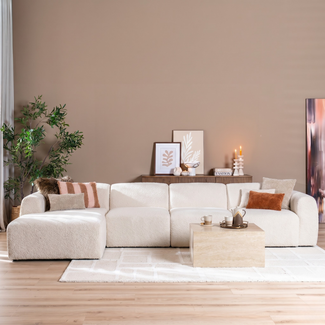 Ecksofa Maine XL Bouclé off white links