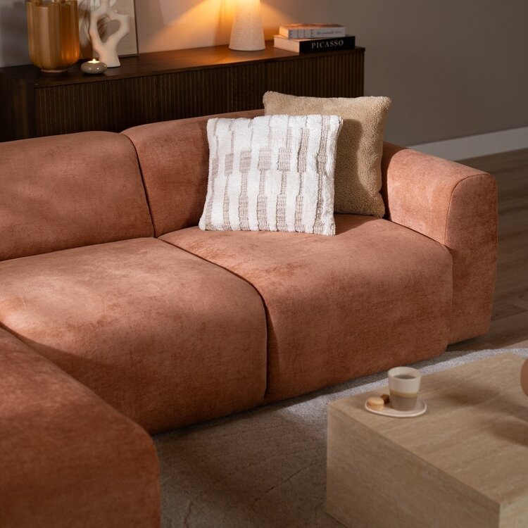 Ecksofa Maine XL Stoff terrakotta links
