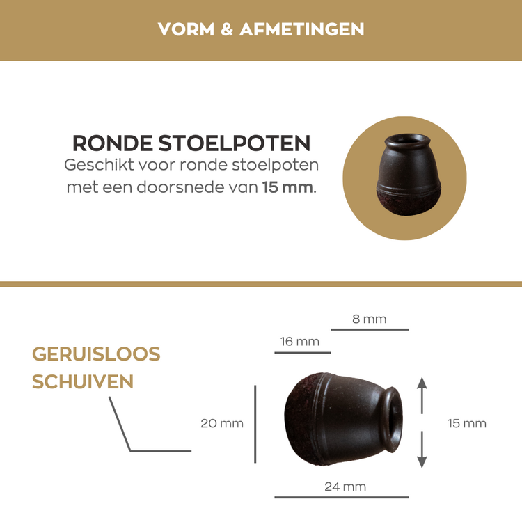Bodenschoner-Set S (für 4 Beine) Braun Ø 15 mm