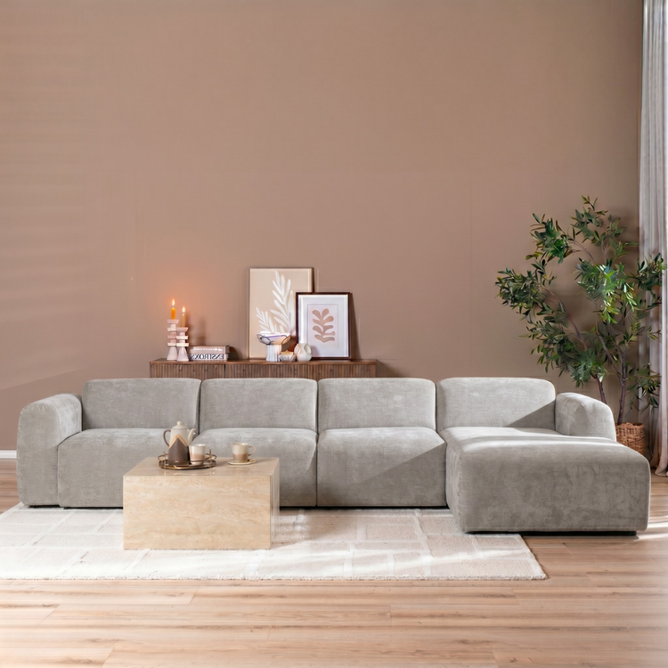 Ecksofa Maine XL Stoff taupe rechts