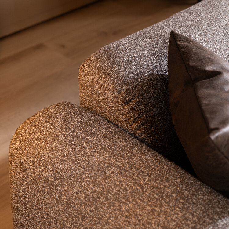 Ecksofa Maine XL Bouclé braun/grau rechts
