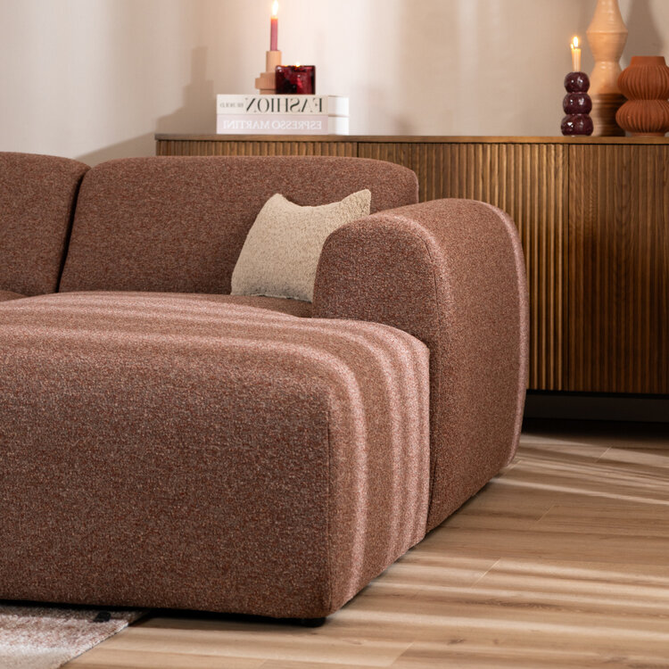 Ecksofa Maine XL Bouclé rot/rosa rechts