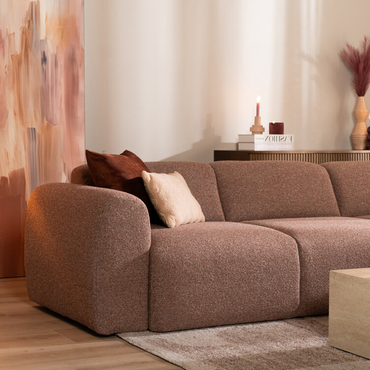 Ecksofa Maine XL Bouclé rot/rosa rechts
