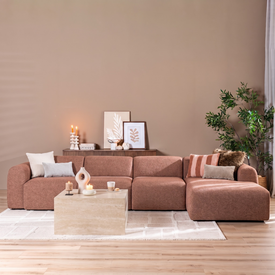 Ecksofa Maine XL Bouclé rot/rosa rechts