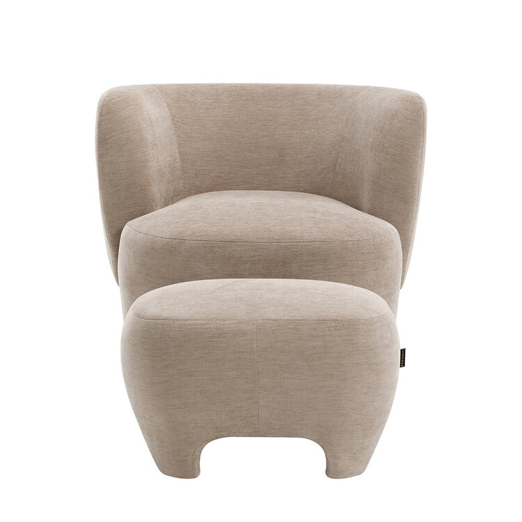 Sessel mit Hocker Emma Samt beige