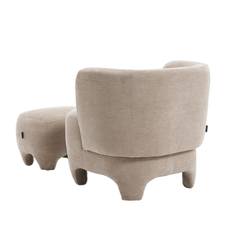Sessel mit Hocker Emma Samt beige