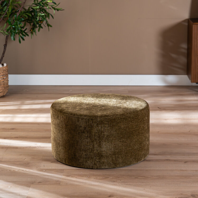 Hocker Elle rund Chenille olivgrün ø70 cm