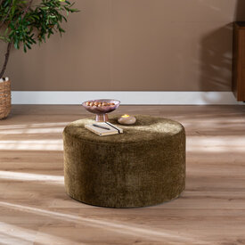 Hocker Elle rund Chenille olivgrün ø70 cm