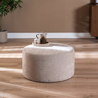 Hocker Blair rund Chenille beige ø70 cm
