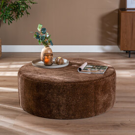Hocker Chloe rund Chenille chocolate brown ø100 cm