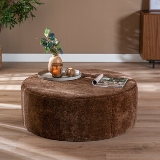 Hocker Chloe rund Chenille chocolate brown ø100 cm