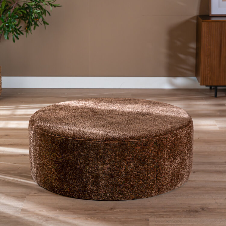 Hocker Chloe rund Chenille chocolate brown ø100 cm