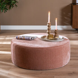 Hocker Chloe rund Chenille rosa ø100 cm