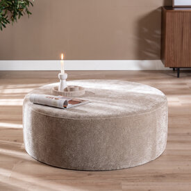 Hocker Chloe rund Chenille taupe ø100 cm