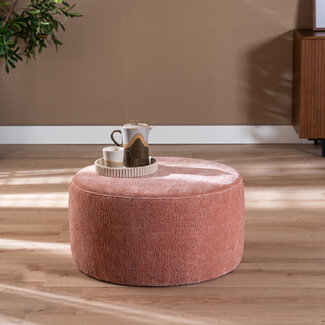 Hocker Chloe rund Chenille rosa ø70 cm
