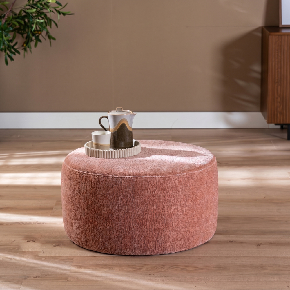Hocker Chloe rund Chenille rosa ø70 cm
