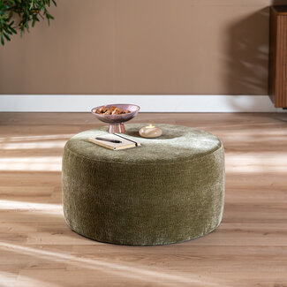 Hocker Chloe rund Chenille grün ø70 cm
