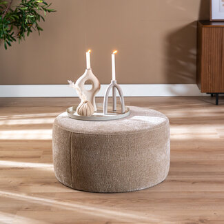 Hocker Chloe rund Chenille taupe ø70 cm
