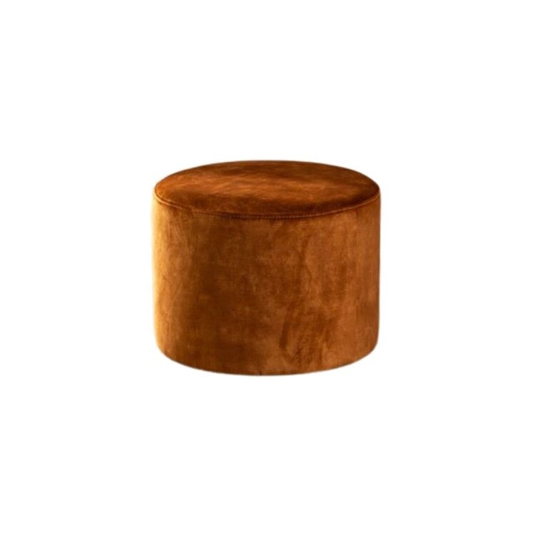 Samt Hocker Beau rund ockergelb/cognac