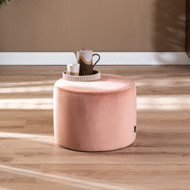 Samt Hocker Anna rund rosa