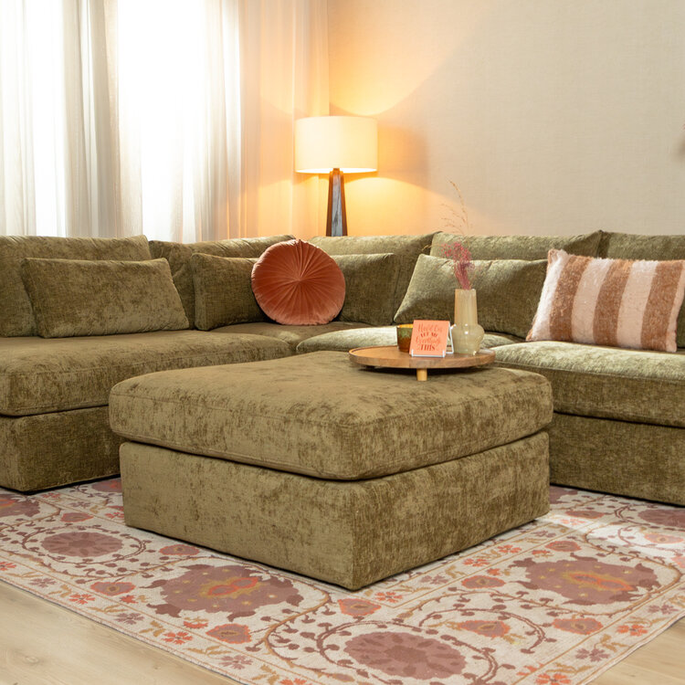 Hocker Kyle chenille olive grün
