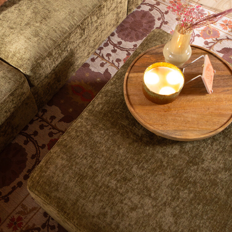 Hocker Kyle chenille olive grün