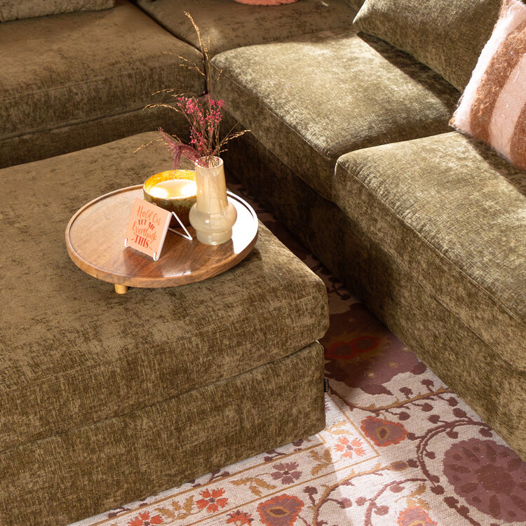 Hocker Kyle chenille olive grün