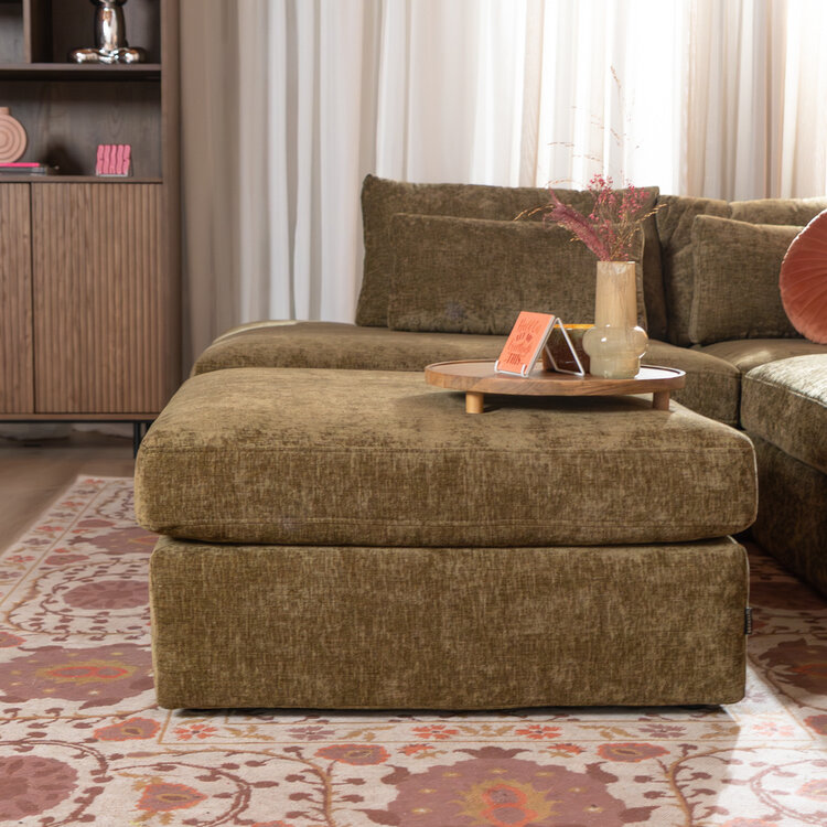 Hocker Kyle chenille olive grün