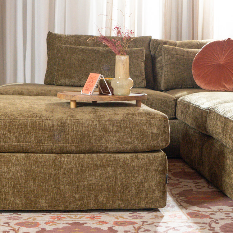 Hocker Kyle chenille olive grün
