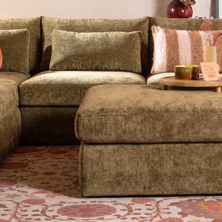 Hocker Kyle chenille olive grün