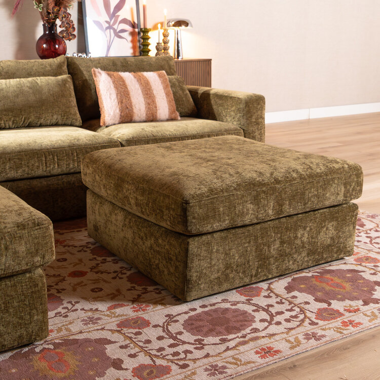 Hocker Kyle chenille olive grün